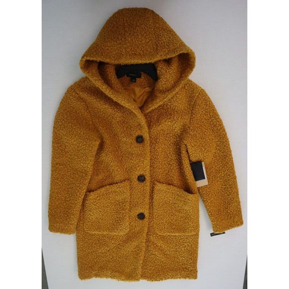 Halogen Women's Sz S Yellow Treasure Hooded Boiled Wool Coat $230 - Picture 6 of 8